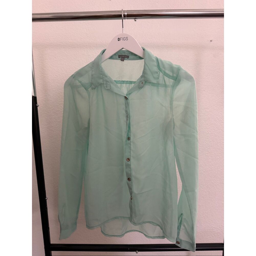 Women Green Silk Long Sleeve Charlotte Russe S